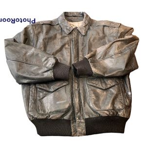 Vintage General Clothing Company LTD Gray Leather Bomber Jacket Men's SZ Medium